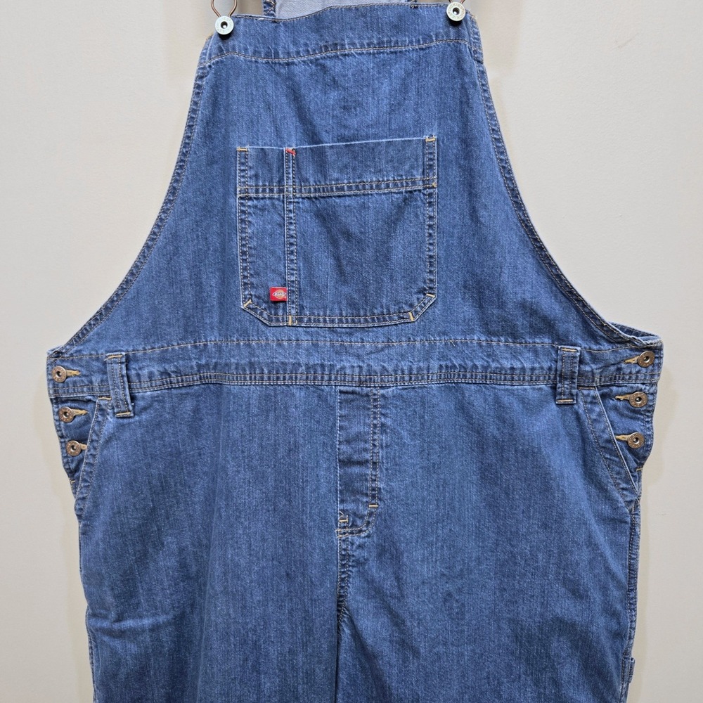 Dickies Denim Bib Overalls‎ Mens 2XL Indigo Carpenter Workwear Dungarees Utility - Picture 3 of 7
